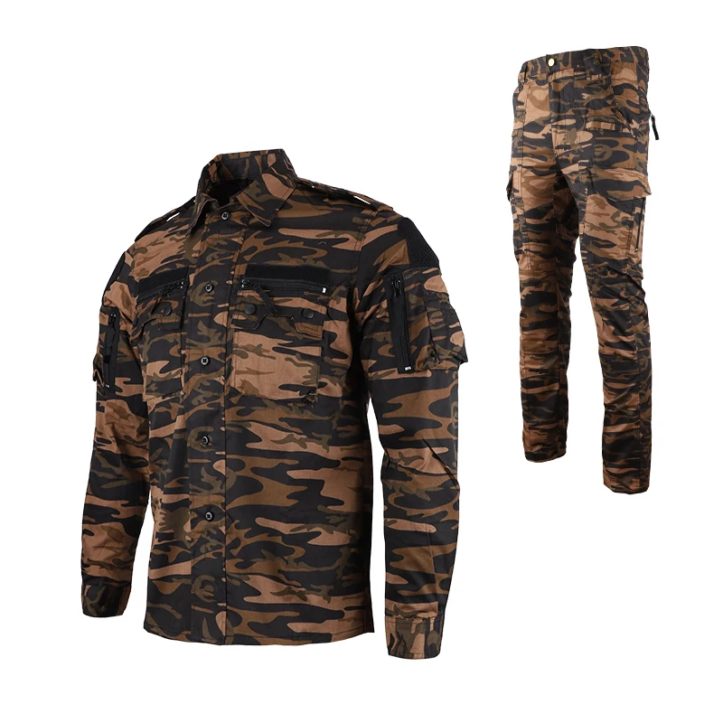 Traje táctico marrón de camuflaje al aire libre para hombre, uniforme de senderismo, ropa de caza, ropa de entrenamiento de combate - imagen 2