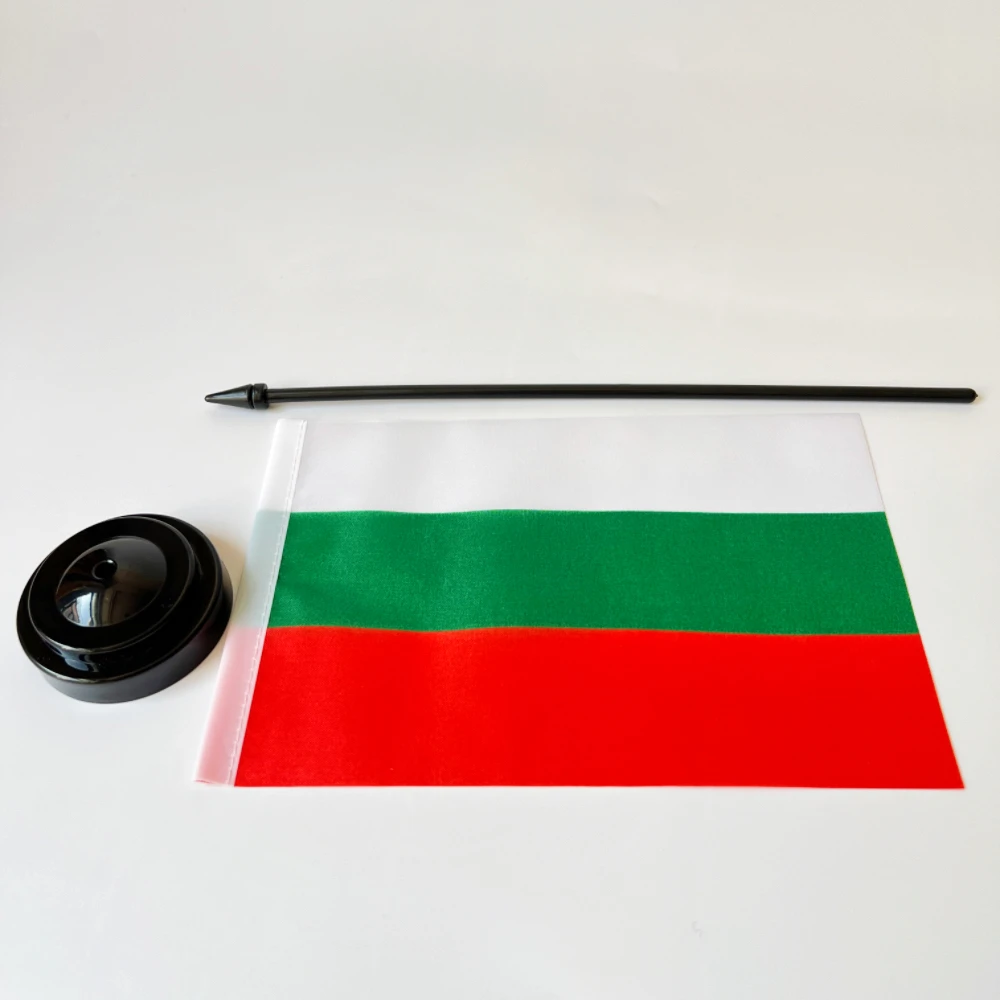 Bandera de escritorio de Bulgaria de 14x21cm, bandera de escritorio con bandera de Bulgaria de 30cm, decoraciones de celebración para eventos y festivales en el hogar - imagen 4