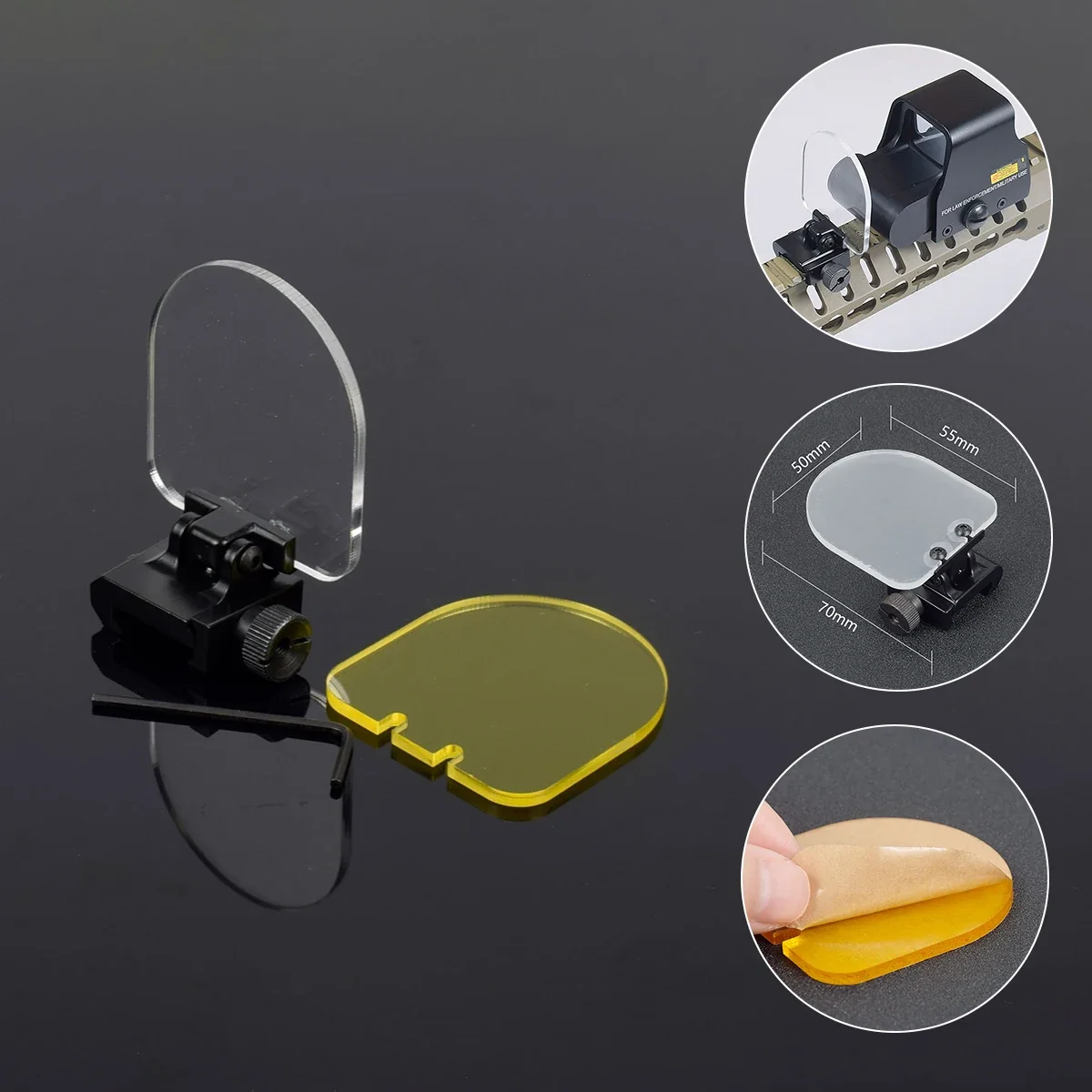 Protector de lente para mira telescópica Airsoft de caza 551 552 553 558, mira de punto rojo, Protector de lente transparente a prueba de balas