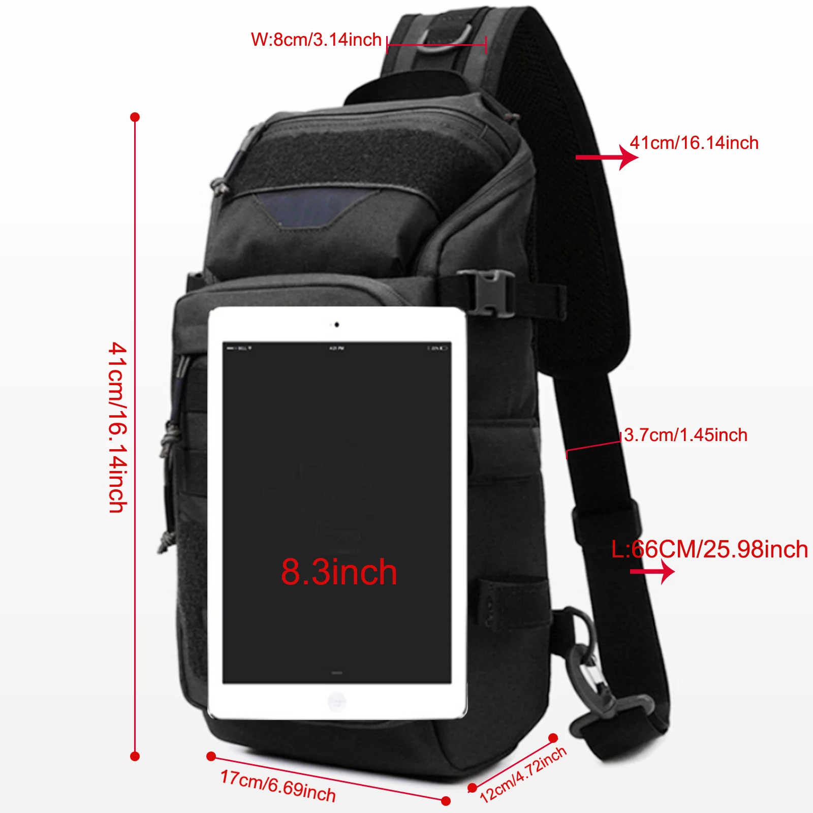 Bolsa de pecho táctica ajustable con cremallera lisa unisex aire libre - imagen 2