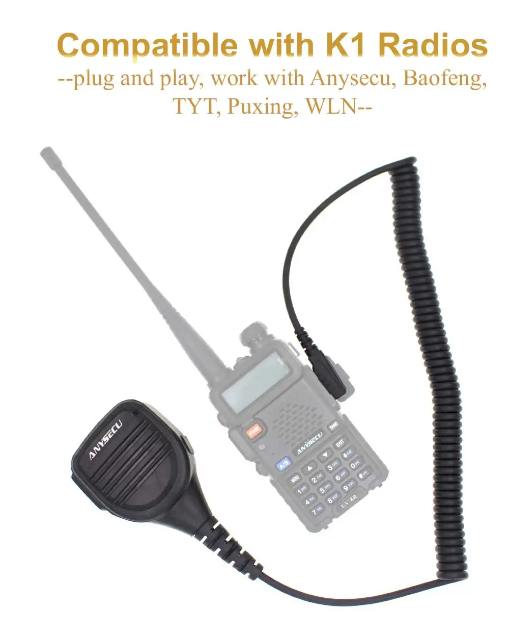 Para TH-UV8000D UV-5R BF-888S UV-5R Etc micrófono impermeable PMMN4021-K1 altavoz micrófono para Baofeng Puxing Quansheng Radio bidireccional