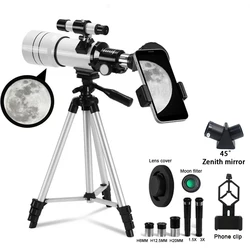Telescopio astronómico profesional monocular nocturno estrellas luna
