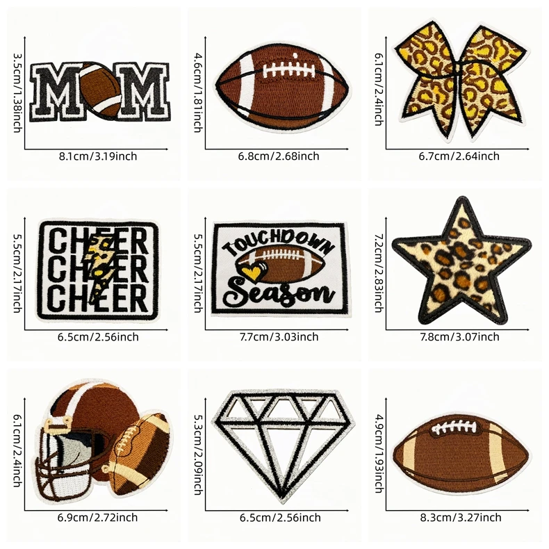 10 Uds. Parches bordados de Rugby de dibujos animados, parche decorativo para ropa, parches para planchar para ropa, bordado, insignias para coser/planchar DIY - imagen 4