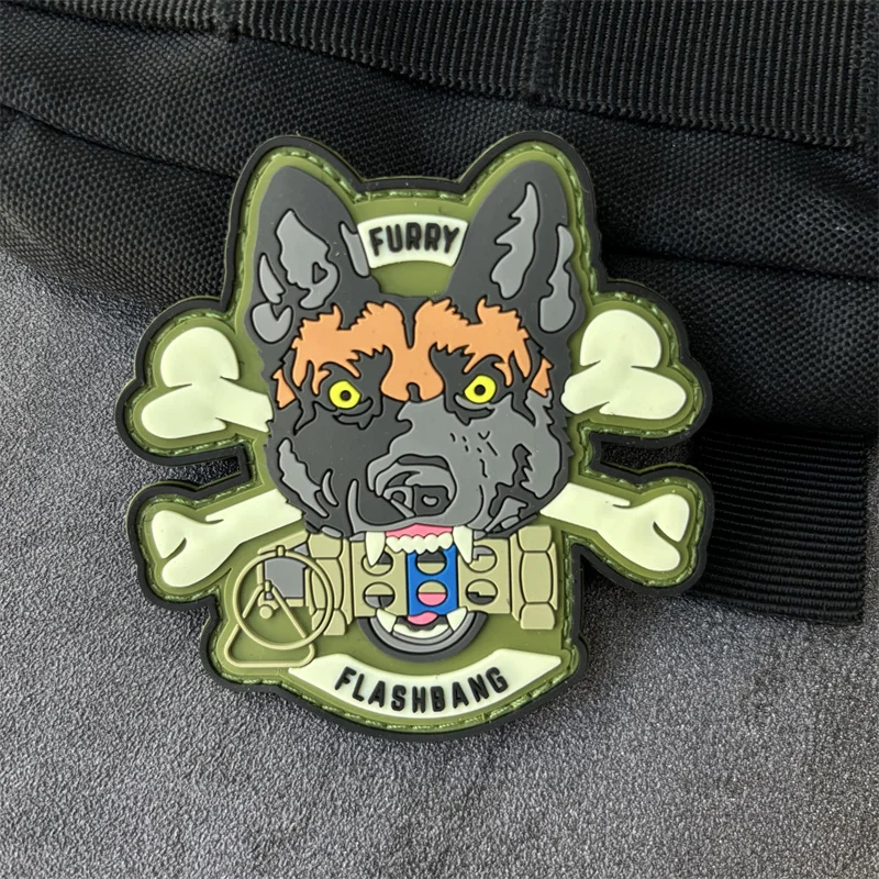Parche táctico peludo Flashbang K9 para perro, parche de PVC para ropa, insignia de moral, gancho, parches militares, accesorios para mochila, brazalete - imagen 4