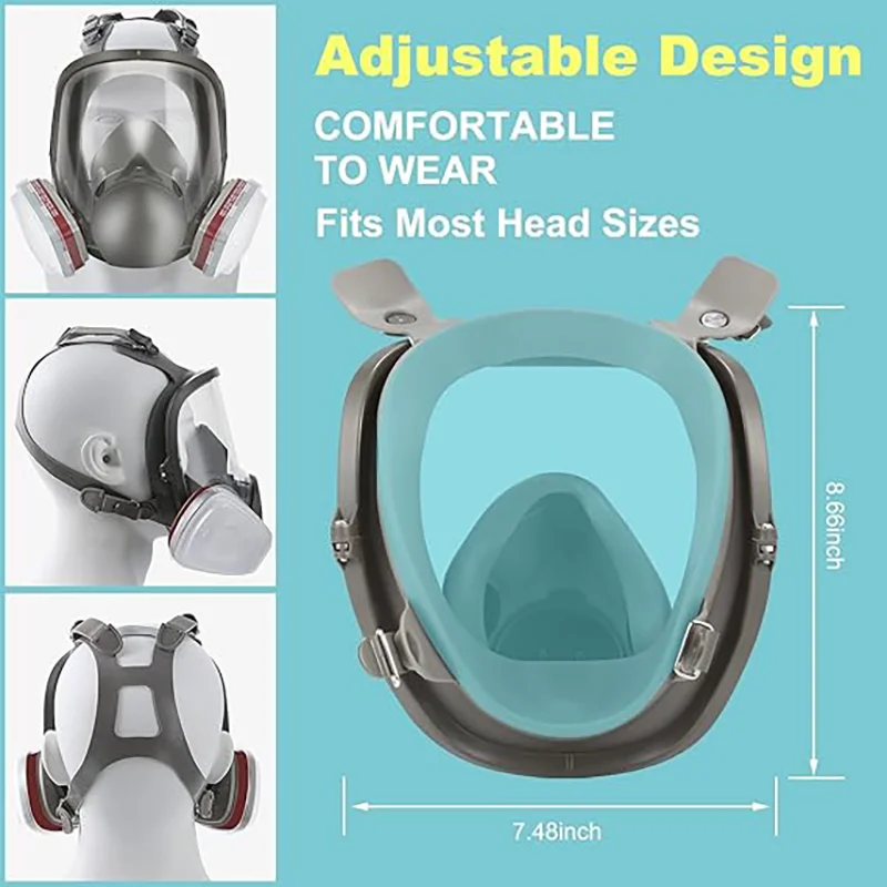6800 mascarilla respiratoria de cara completa 15 en 1, filtro de polvo 2091, ampliamente utilizada en gases orgánicos, pulverizadores de pintura, productos químicos, prevención de polvo. - imagen 5