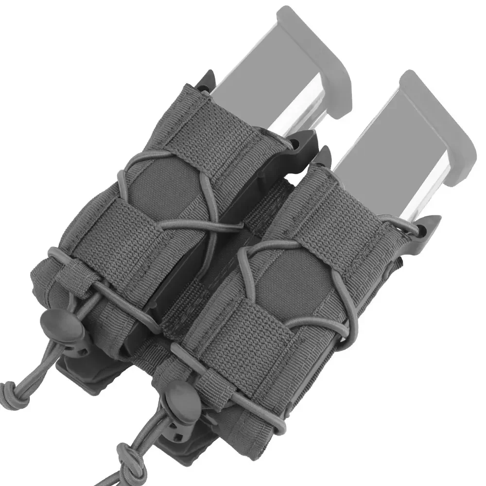 Bolsa táctica para revistas de pistola de 9mm, bolsas magnéticas de extracción rápida tipo tigre doble para caza al aire libre, bolsa de herramientas táctica Molle Airsoft - imagen 2