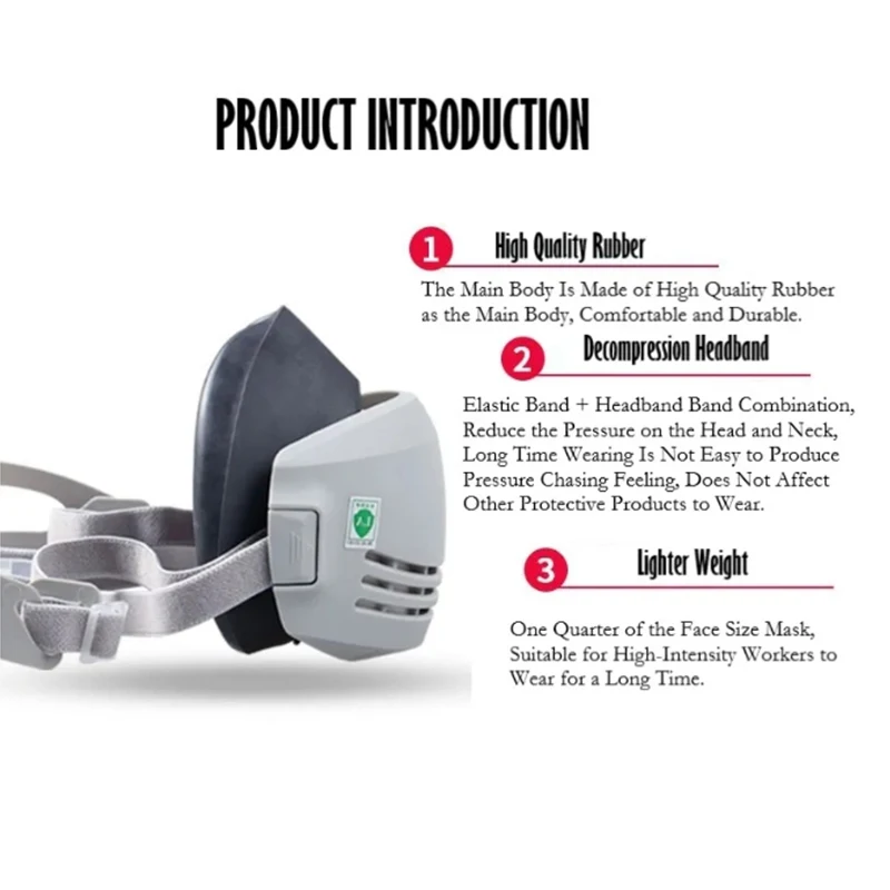 Máscara protectora con filtro 1201, máscara antipolvo reutilizable de algodón, adecuada para pulverizar, pulir, industria minera, construcción de seguridad - imagen 4