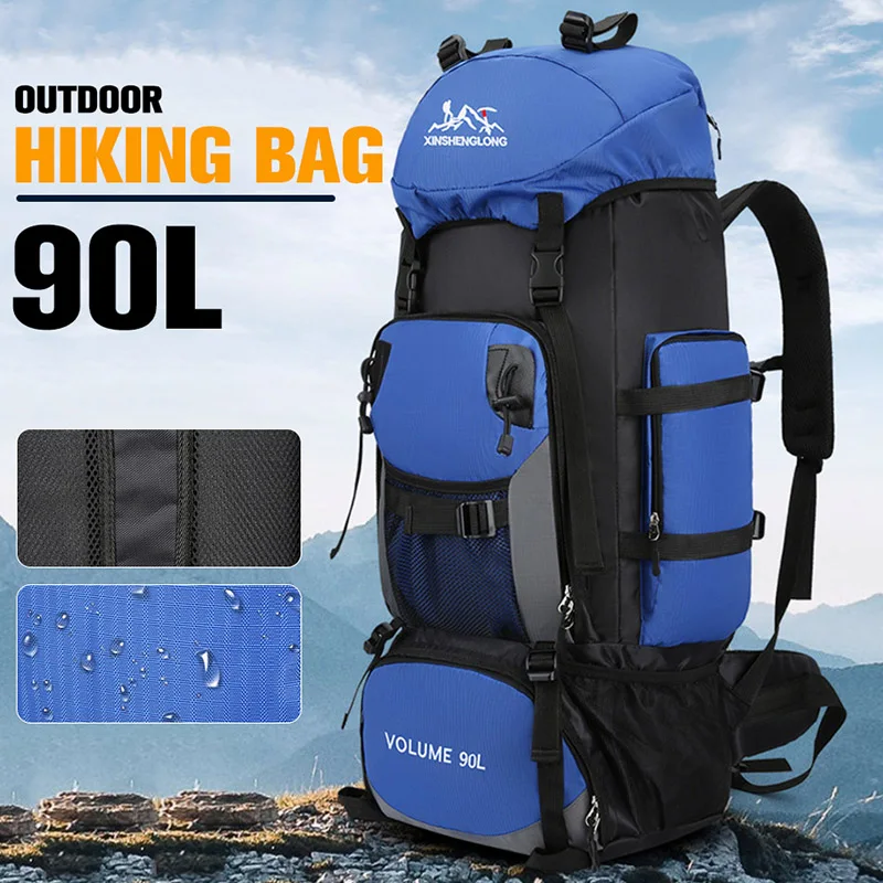Mochila de gran capacidad para senderismo al aire libre para hombre y mujer, bolsa de viaje de 90L, para acampar, escalada, bolsas deportivas, paquete de almacenamiento X508A - imagen 3