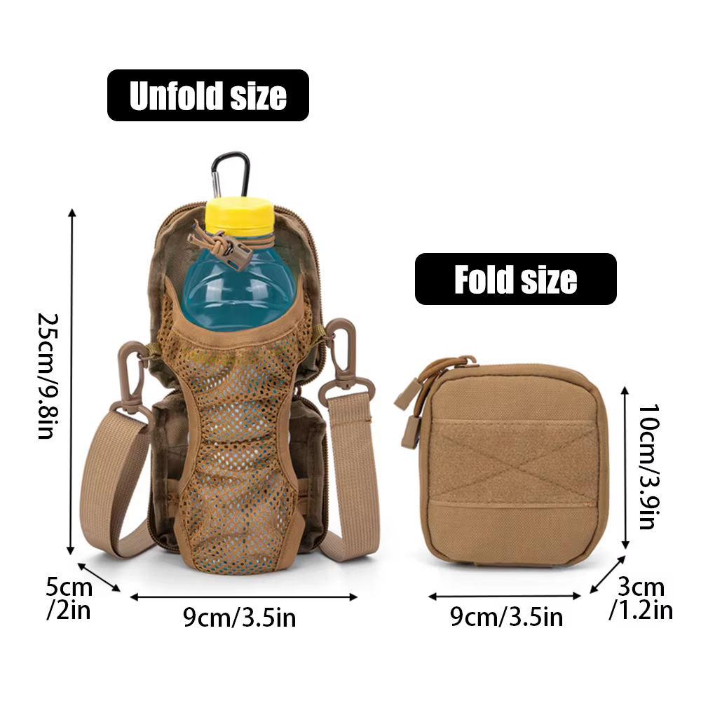 Bolsa táctica MOLLE para cantimplora con soporte plegable y funda - imagen 5