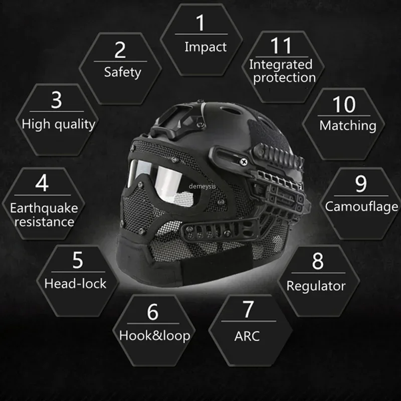 Casco de airsoft cobertura completa camuflaje protección ajustable - imagen 2