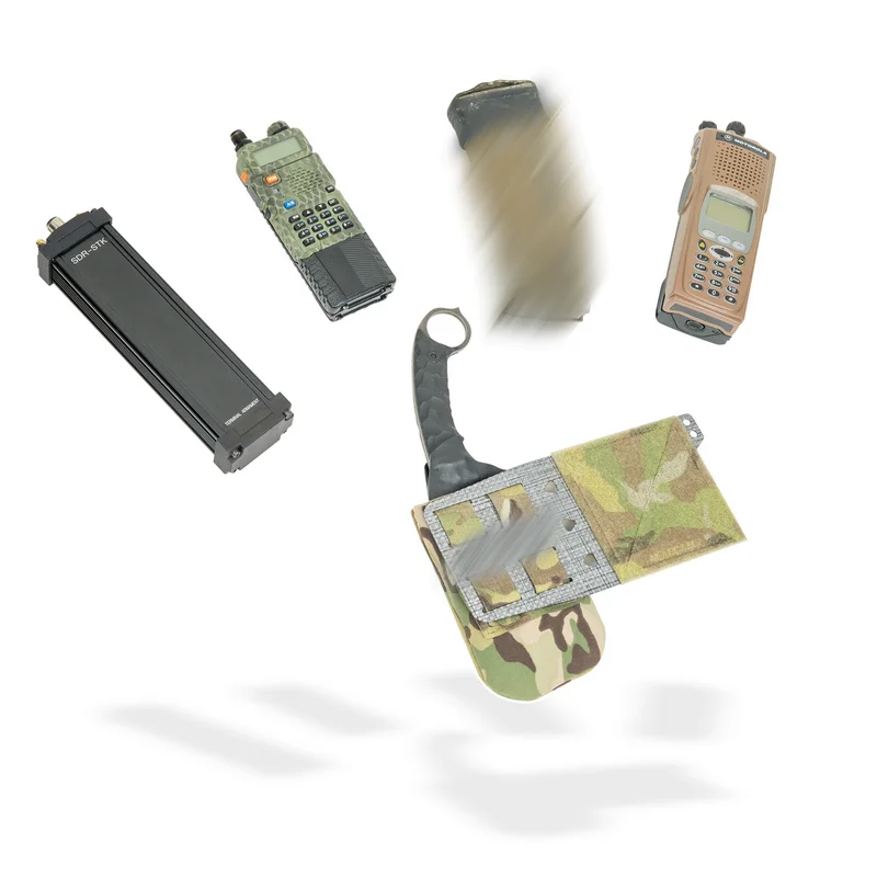 Bolsa táctica para cuchillos lateral MOLLE con solapa expandible y bolsas para cuchillos y radio integradas - imagen 2