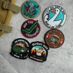 Parche táctico de ganso tonto, parches bordados con gancho y bucle de animales divertidos, insignia de moral militar, brazalete del ejército, pegatinas para mochila