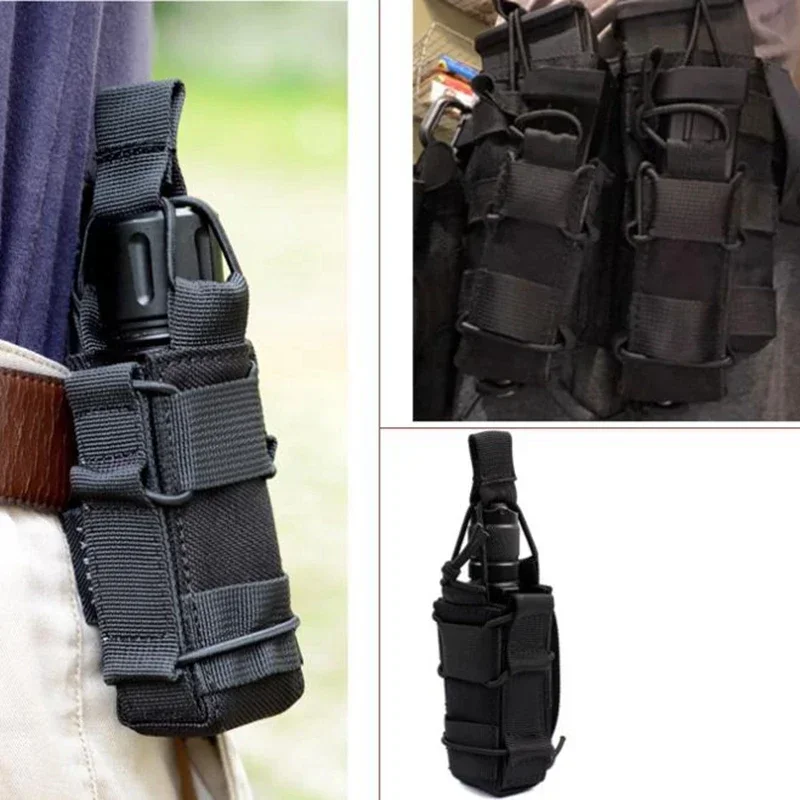 Funda táctica MOLLE para cargador de pistola 9 mm con porta linterna - imagen 5