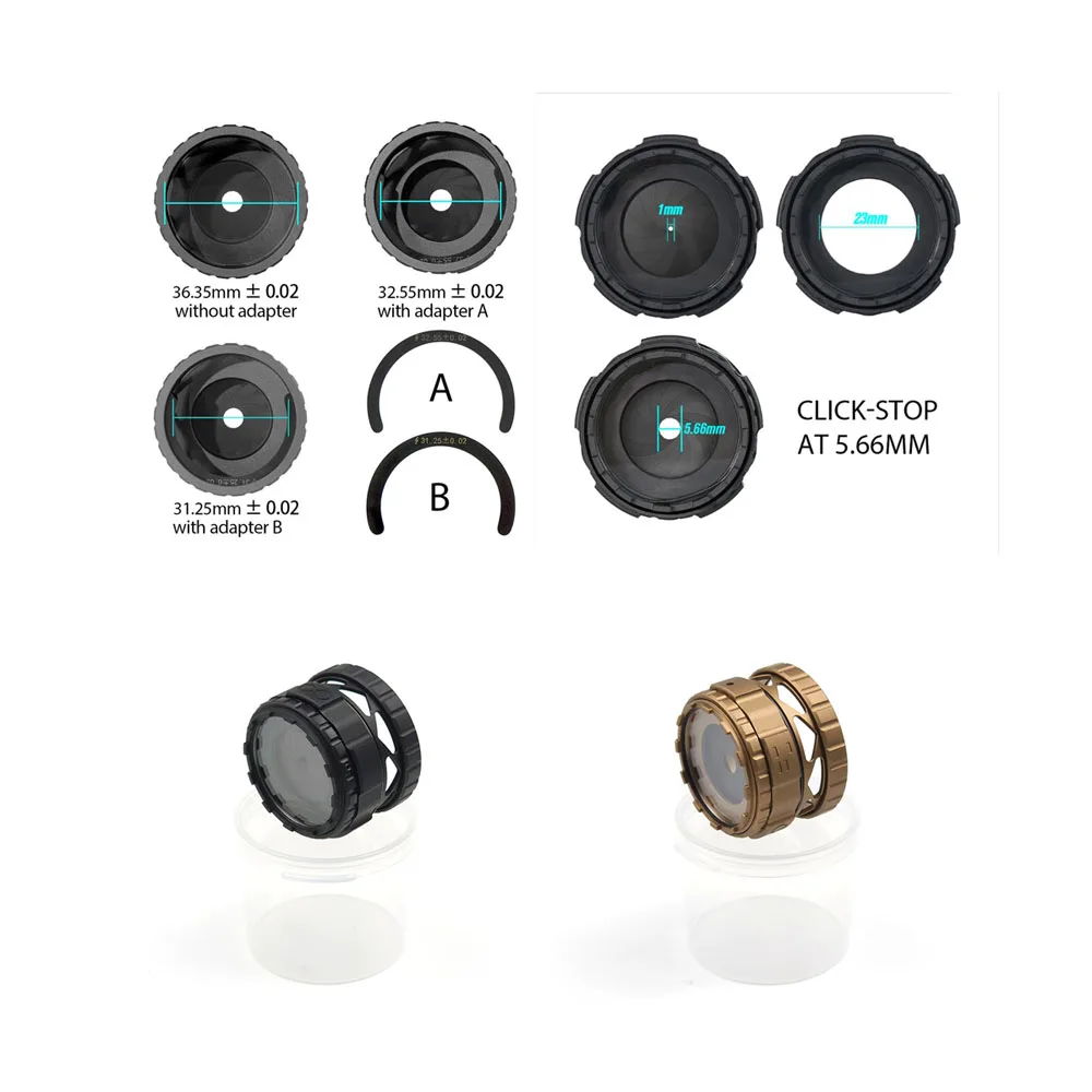 FERRO Concepts PVS14 /PVS31 GPNVG18 Dispositivo de visión nocturna con placa de metal de apertura ajustable y lentes protectoras - imagen 5