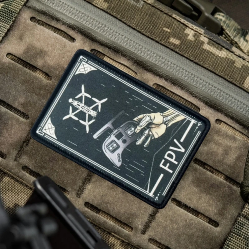 Parche para operador de Dron, insignia de moral táctica, emblema del ejército militar, pegatina para mochila, parches de gancho y bucle impresos "FPV" para ropa