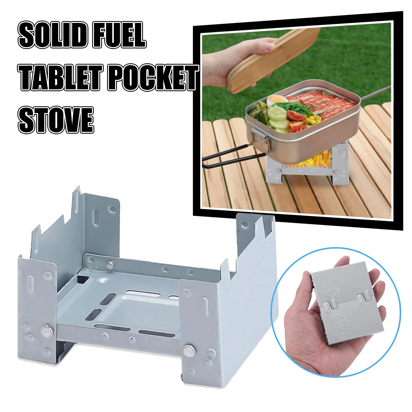 Estufa de bolsillo para tableta de combustible sólido, estufa de bolsillo plegable para mochilero, estufa portátil de viaje al aire libre, estufa de Camping con Alcohol para acampar