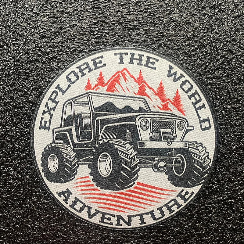 Serie de vehículos todoterreno montañas aventura OVERLAND EXPLORE el mundo insignia todoterreno para bolsa de ropa, decoración DIY, 18 estilos - imagen 3