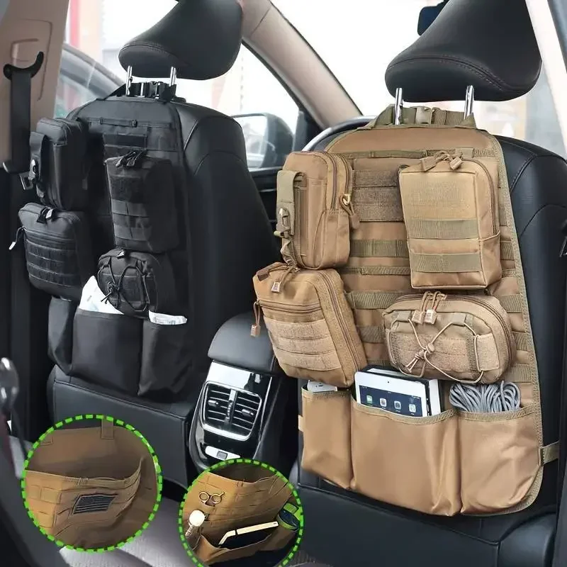 Molle-organizador trasero de asiento de coche, bolsa de almacenamiento de Panel, accesorios universales de caza, funda protectora para asiento de vehículo de viaje, bolsa de herramientas EDC - imagen 2