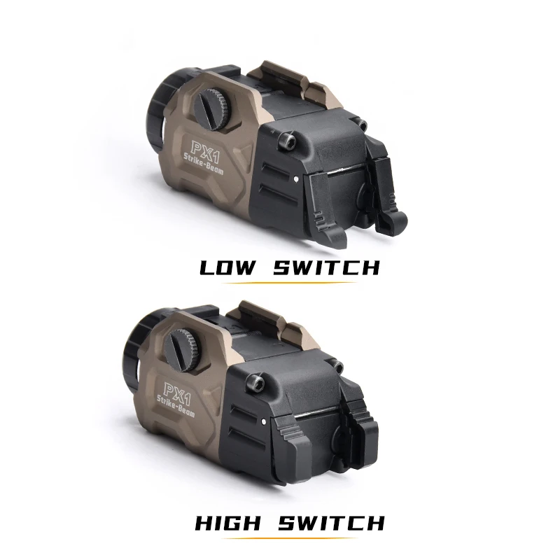WADSN-linterna táctica PX1 montada, 800 lúmenes, para caza, Airsoft, incluye interruptores de paleta altos y bajos, compatible con linterna de riel de 20mm - imagen 5