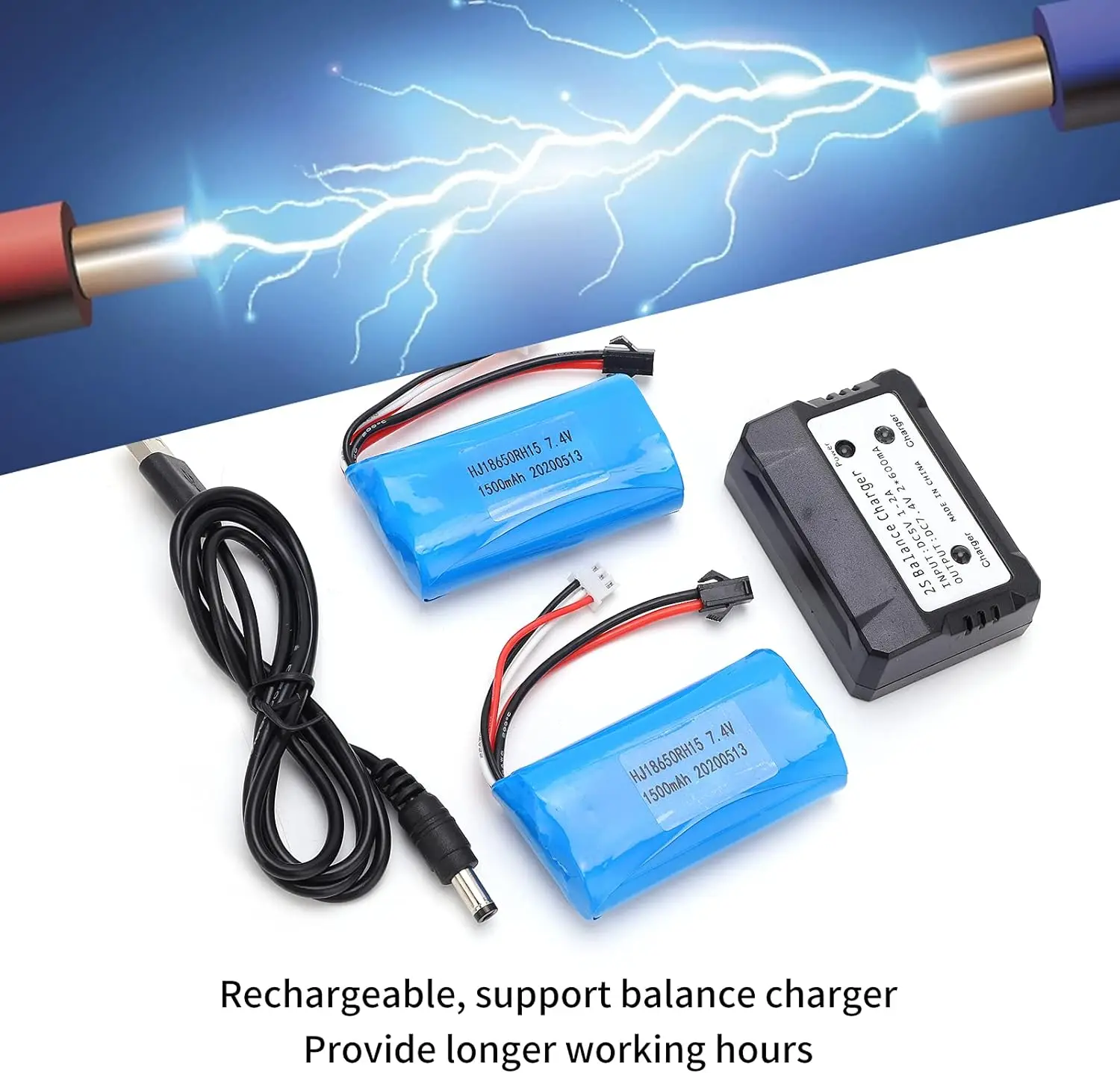 7,4 V 1500mAh 15C LiPo batería SM-2P enchufe con cargador para Wltoys 12428 12401 12402 12403 12404 12423 FY-03 FY01 FY02 juguetes Rc - imagen 5