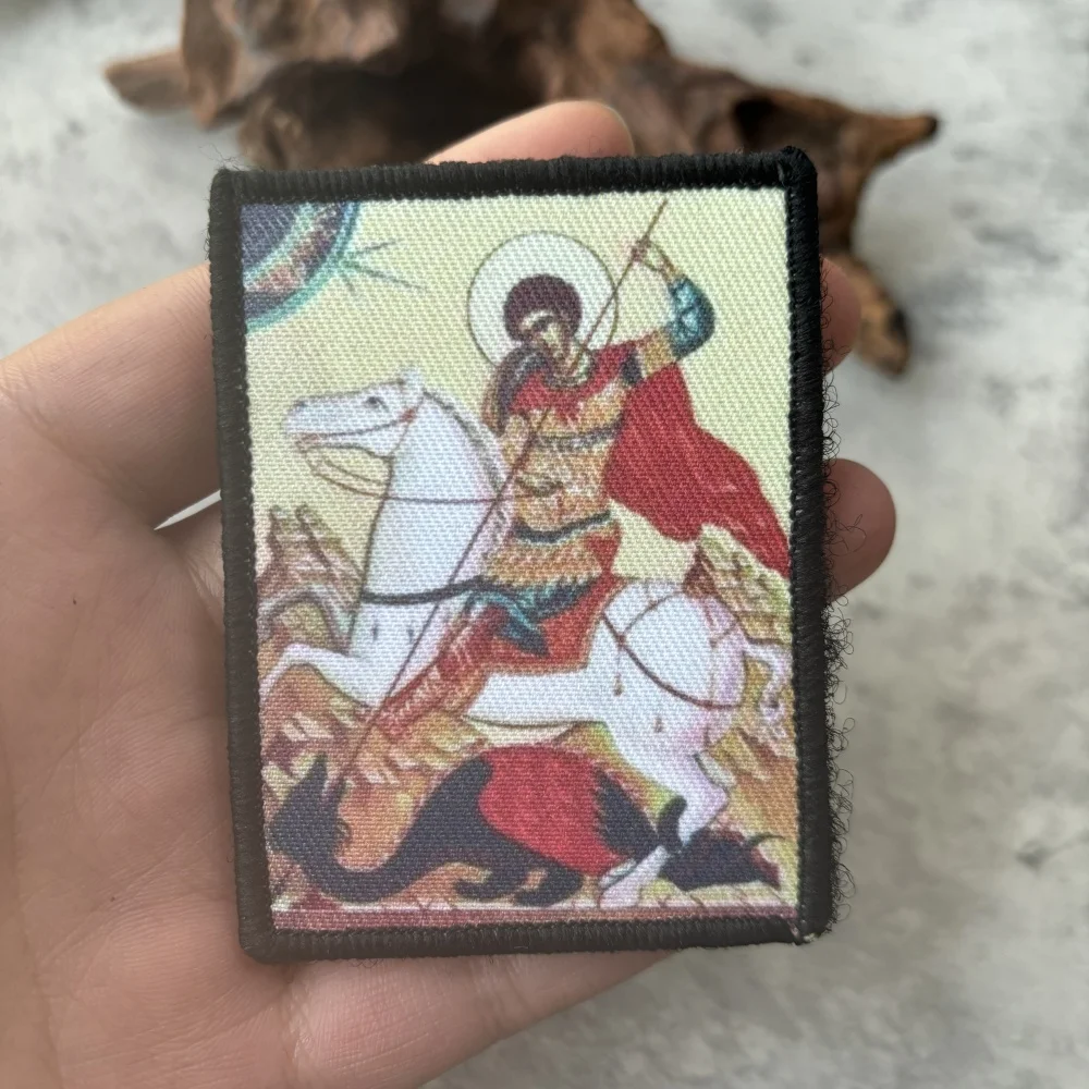 Parche táctico de los victores de San Jorge, emblema de gancho y bucle impreso, insignia de moral militar, brazalete, pegatinas para mochila Chevron - imagen 2