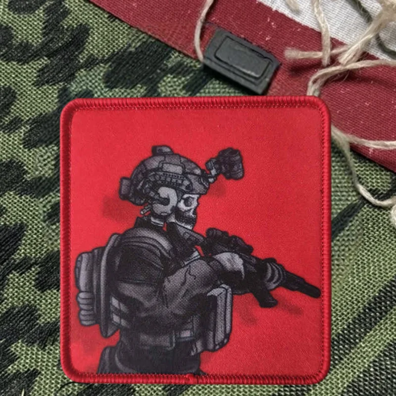 Parche con estampado de calavera y soldado, chaleco táctico, parches de gancho y bucle para ropa, brazalete, sombreros militares, insignia de moral, pegatinas para mochila - imagen 2