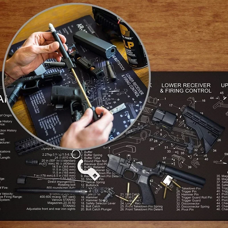 Vector Optics-alfombrilla de limpieza de armas Glock, alfombrillas de goma antideslizantes con instrucciones de diagrama de piezas, alfombrillas de ratón de escritorio para AR15 - imagen 2