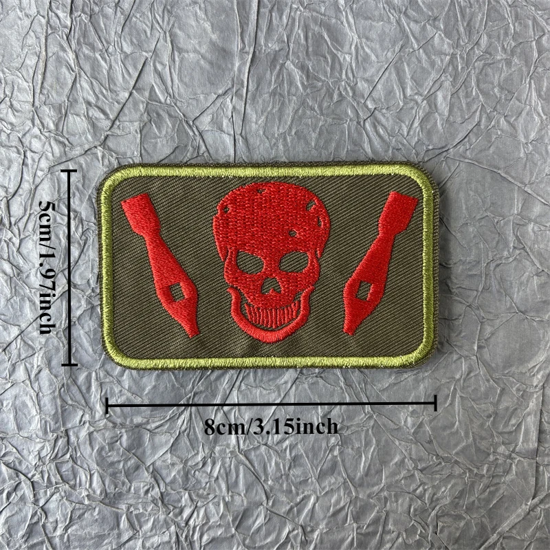 Parche impreso con bordado de calavera para ropa, equipo táctico, parches de gancho y bucle, pegatinas para mochila, insignia de moral - imagen 3