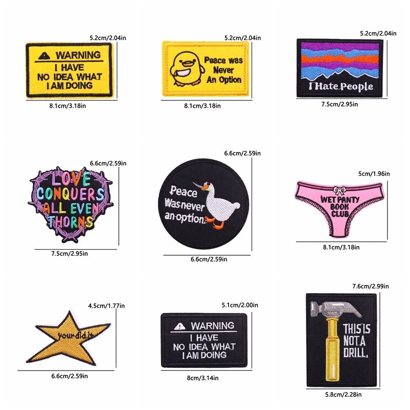 5 unids/lote Don't Touch Me planchar en parches bordados para ropa chaquetas DIY parche de forma redonda en ropa parche termoadhesivo - imagen 3