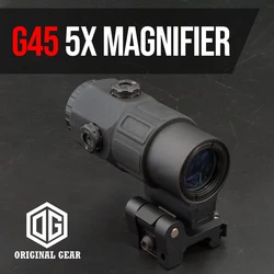 Alcance de lupa G45 5X de alta calidad con soporte STS con marcado Original para colores negros Airsoft con marcas originales