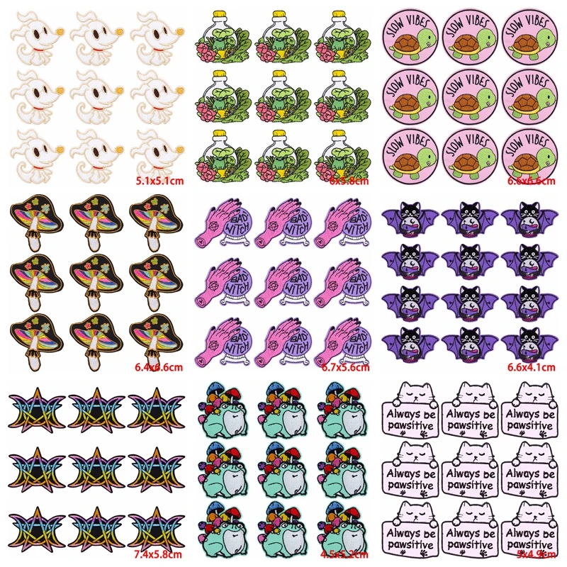 10 unids/lote parches bordados de dibujos animados de Anime para ropa Animal fusible/parche de costura letras proverberación hierro en parches en la ropa