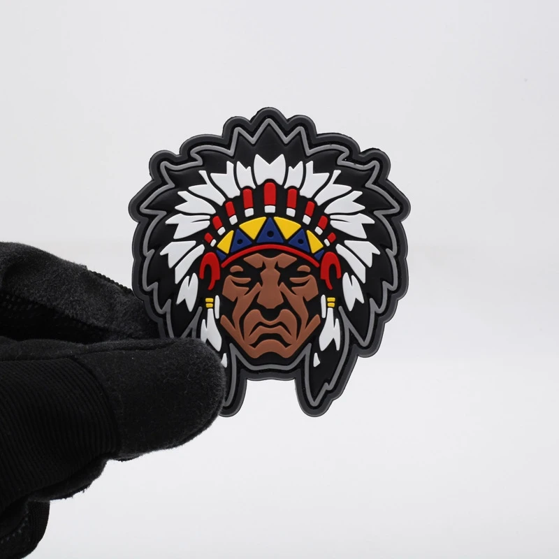 Parches de gancho y bucle de jefe indio, insignia de moral táctica de PVC, mochila, decoración de ropa, pegatina de parche noctilucente diy - imagen 4