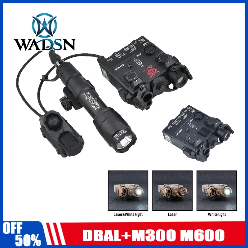 Caza DBAL A2 iluminación láser verde M600C luz de caza LED Kit de interruptor Dual con infrarrojos de caza + linterna LED M300 M600