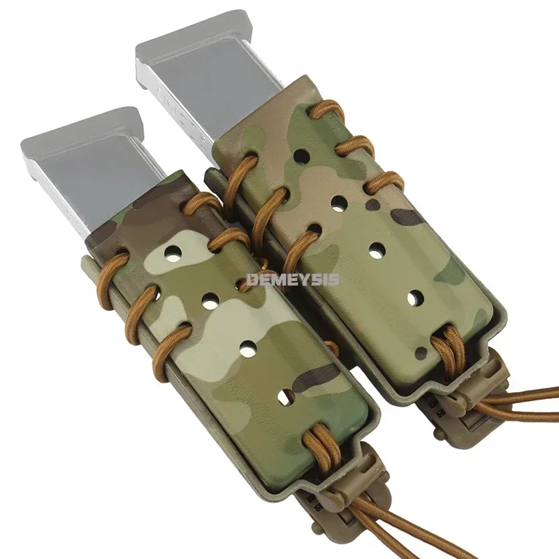Bolsas para revistas Molle de 9MM, juego de guerra táctico, tiro rápido, doble soporte para revistas, funda para caza, cintura Mag Carrier - imagen 3