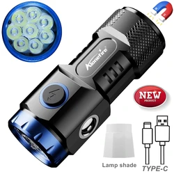 6500k 8x P35 Led de alto brillo Mini linterna pequeña de Palma carga USB COB luz lateral imán senderismo Camping trabajo en casa antorcha de reparación