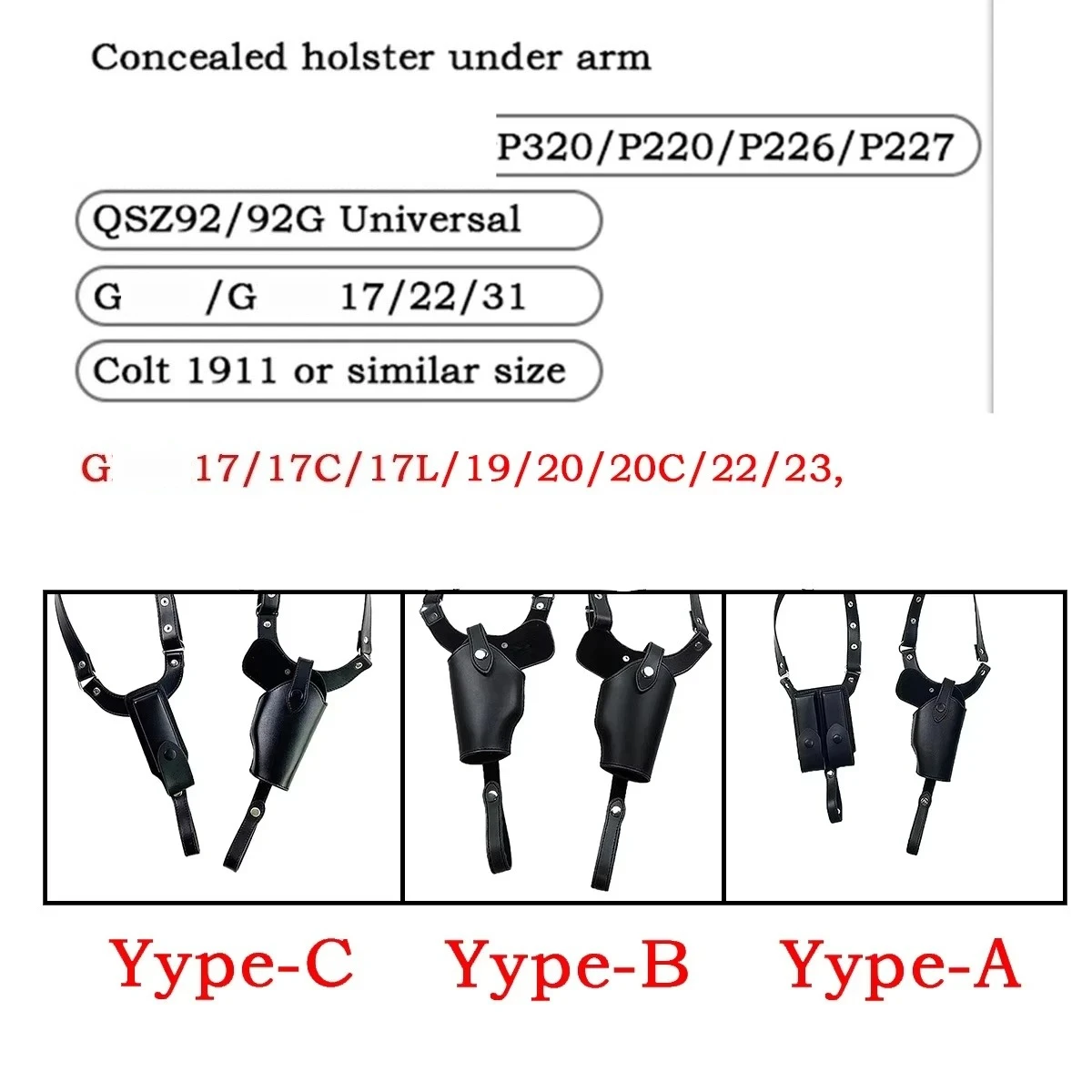 Funda táctica de hombro oculta 1911 G17 G19 G31 de cuero para pistola de axila, funda cartuchera de caza - imagen 2