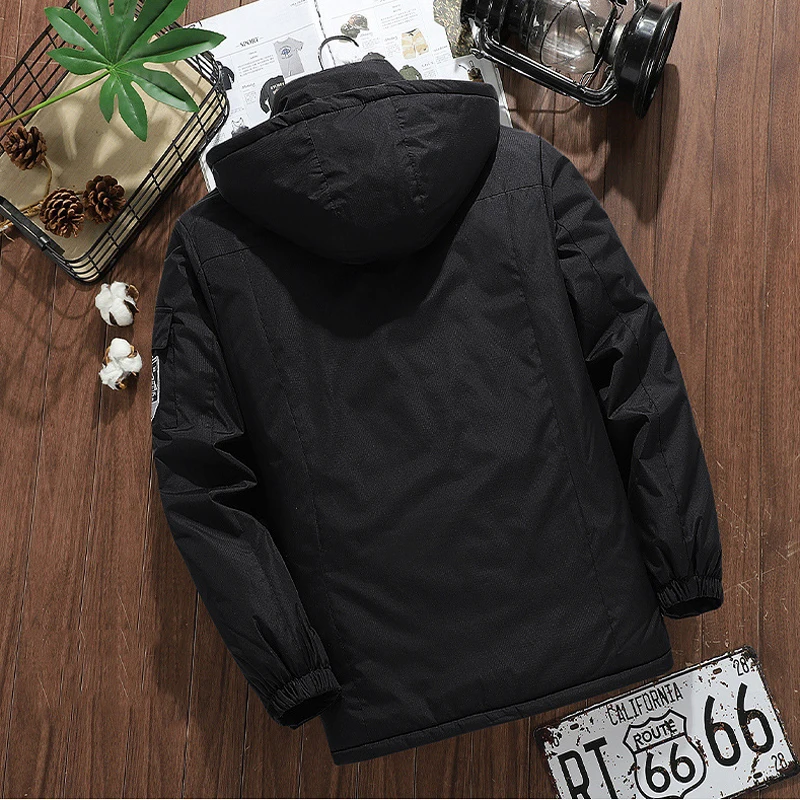 Parka impermeable a prueba de viento para hombre, abrigo grueso de lana para exteriores, bloqueo de Color, múltiples bolsillos y resistente al desgaste, Invierno - imagen 4