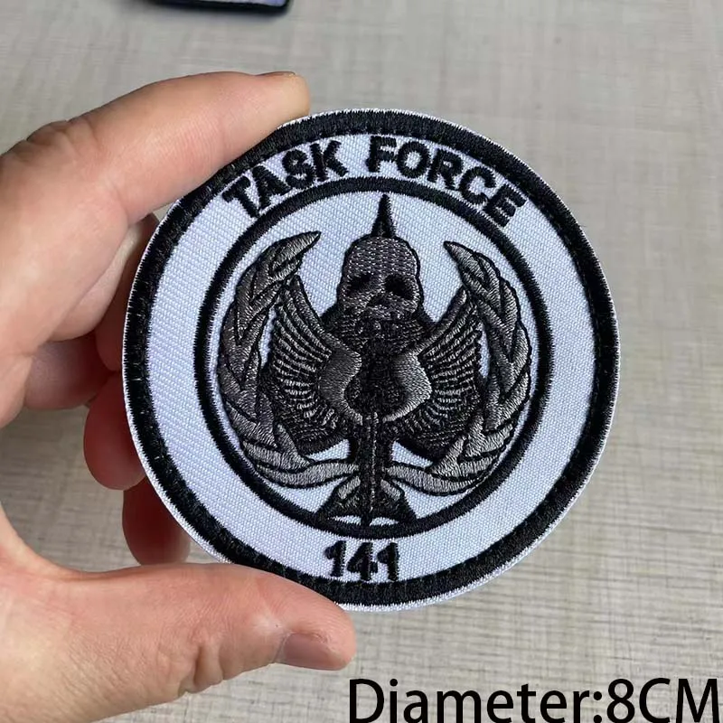 Task Force 141, parches de apliques bordados con emblema OPS negro con gancho y bucle, pegatinas de mochila táctica militar, insignia de brazalete - imagen 3