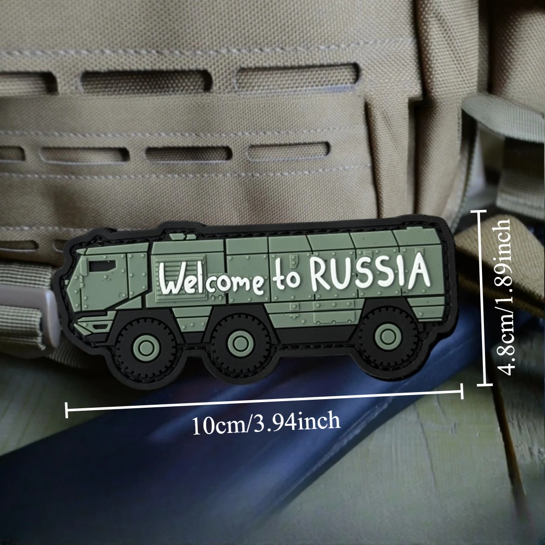Brazalete militar "Bienvenido a Rusia", parche de PVC 3D para camión grande, insignia de moral táctica, gancho y bucle, accesorios para mochila, pegatina - imagen 2