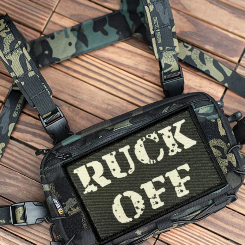 Parche con estampado táctico "RUCK OFF" para ropa, insignia de moral, parche militar con gancho, pegatina para mochila, brazalete