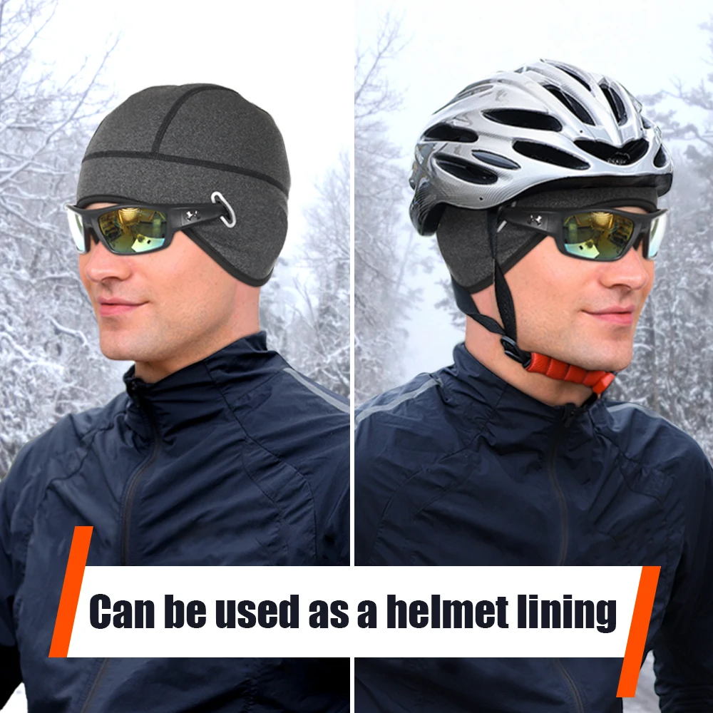 Gorros térmicos a prueba de viento para hombre, gorro deportivo para correr, suave, cálido para la oreja, forro de casco, senderismo, ciclismo, esquí, Snowboard, Invierno - imagen 3