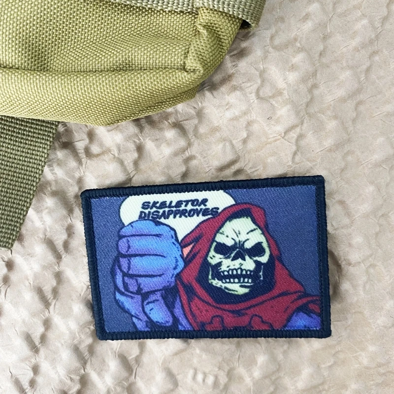 Insignia de moral de café con calavera de la muerte, parches bordados, emblemas, Skeletor, desaprobada, marca de tejido, pegatinas tácticas para mochila - imagen 2