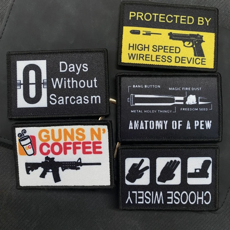 Parche de pistola táctica, análisis de balas militares, mochila impresa, insignia de moral con gancho y bucle, emblema adhesivo de tela con meme divertido de moralidad - imagen 3