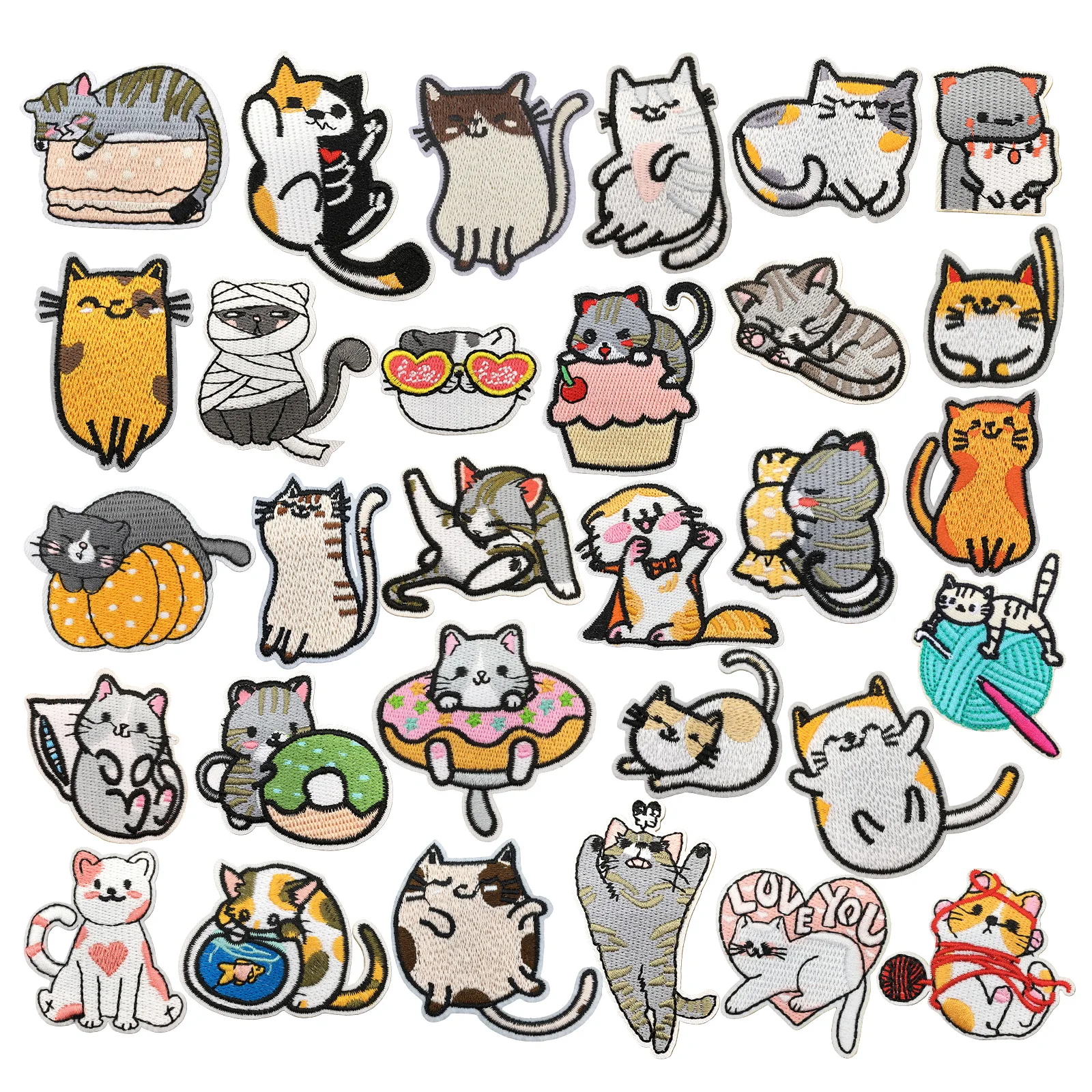Parche de hierro bordado con gato de dibujos animados, parche divertido de gatito para camisas, pantalones vaqueros, sombreros, mochila, accesorio de apliques - imagen 3