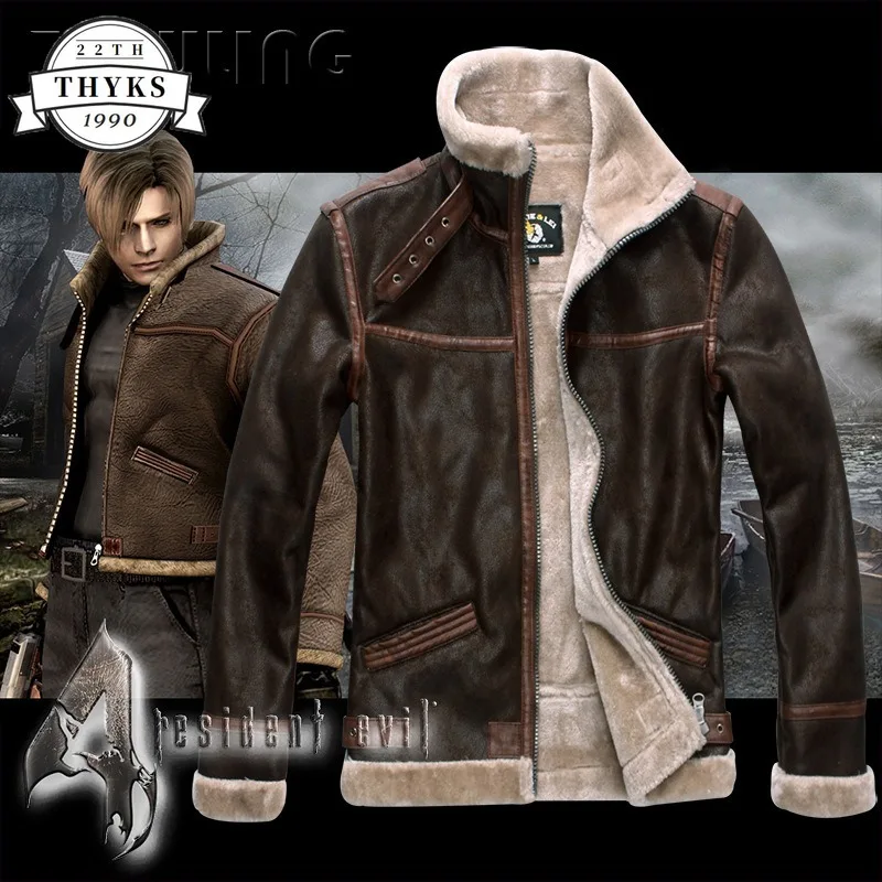 Chaqueta informal de cuero PU para hombre, abrigo de una pieza con cremallera, de alta gama, grueso, cálido, cortavientos, Cosplay, Invierno