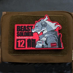 12 Zodiac Dragon 3D PVC parche bestia soldado insignia táctica para ropa y decoración de bolsos