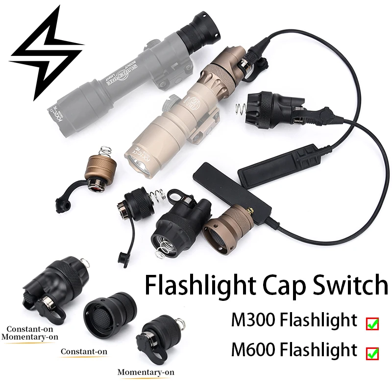 Interruptor de Aluminio para Linterna Serie SF M300 M600, Cubierta de Repuesto para Interruptor de Extremo de Linterna, Accesorio para M600C M300A Scoutlight