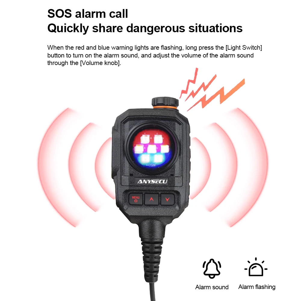 ANYSECU SenHaix micrófono de hombro tipo C o conector de cabeza K con luz estroboscópica para Radio bidireccional TYT Anysecu Baofeng GT-12 W8 - imagen 4