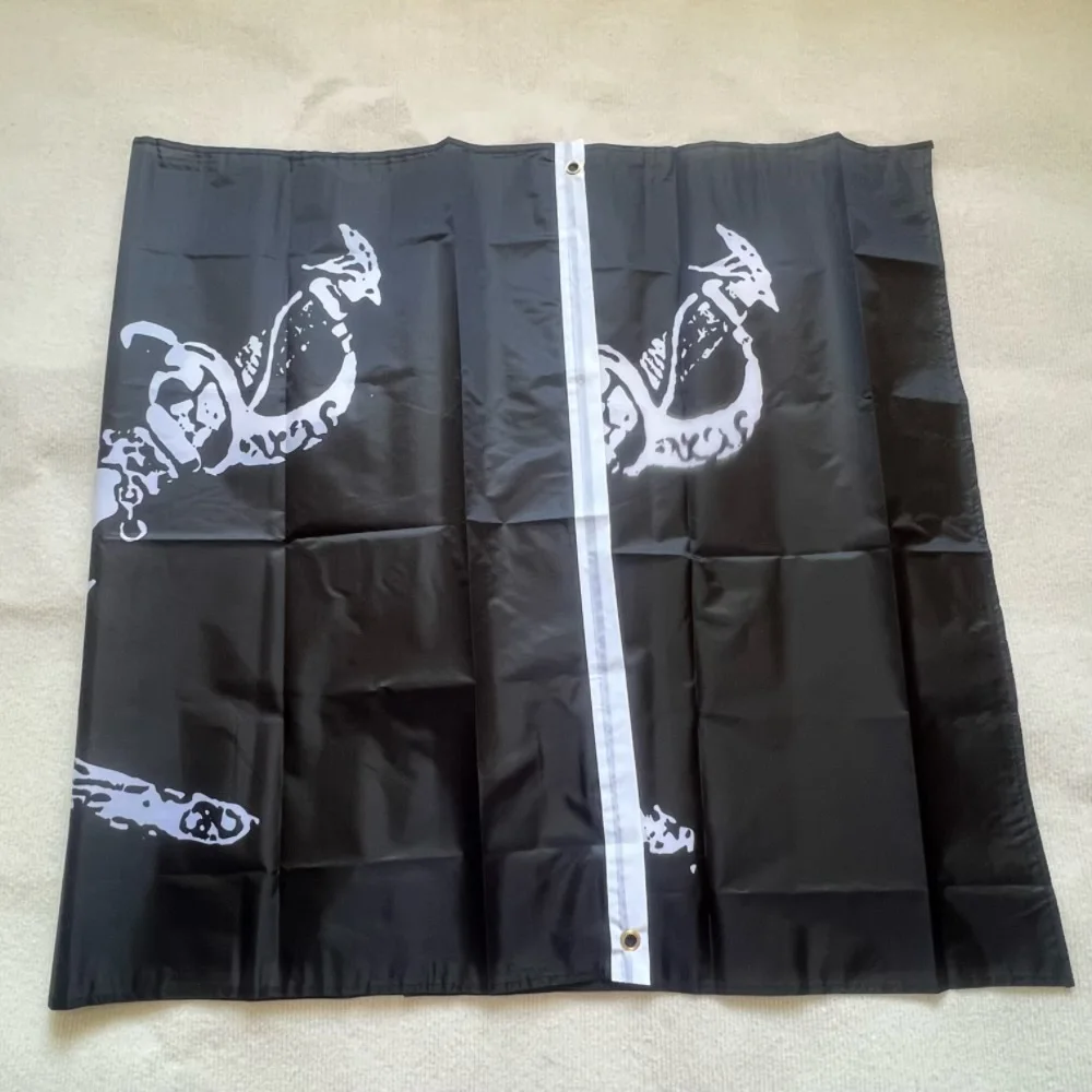 Bandera de pirata YIXIN, 90x150cm, 3x5 pies, jolly roger, calavera, huesos cruzados, bandera de pirata Brethren de la costa, pancarta colgante de poliéster - imagen 2