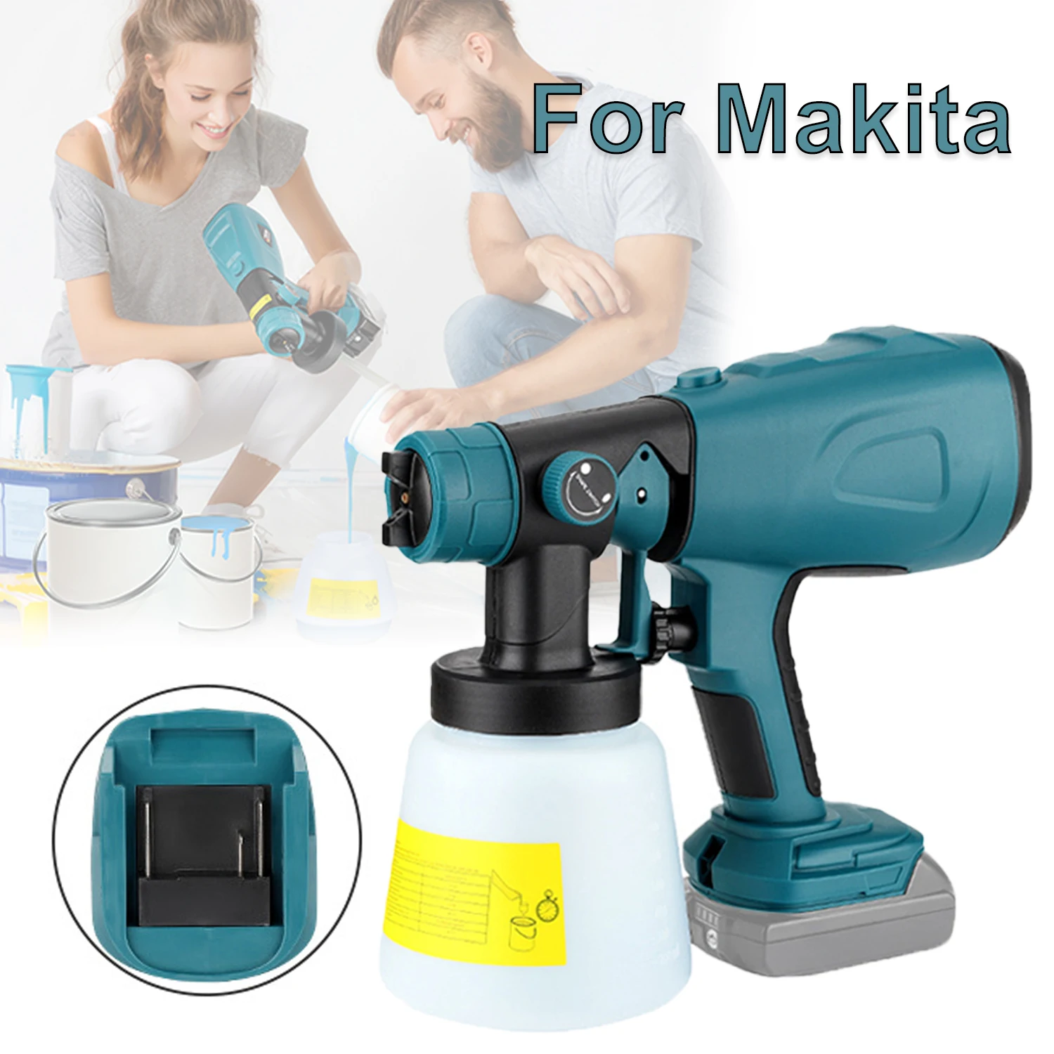 Pistola pulverizadora eléctrica inalámbrica con 3 patrones de pulverización para batería Makita de 18V, pulverizador de pintura eléctrico de alta potencia de 800ML, lo más nuevo - imagen 2